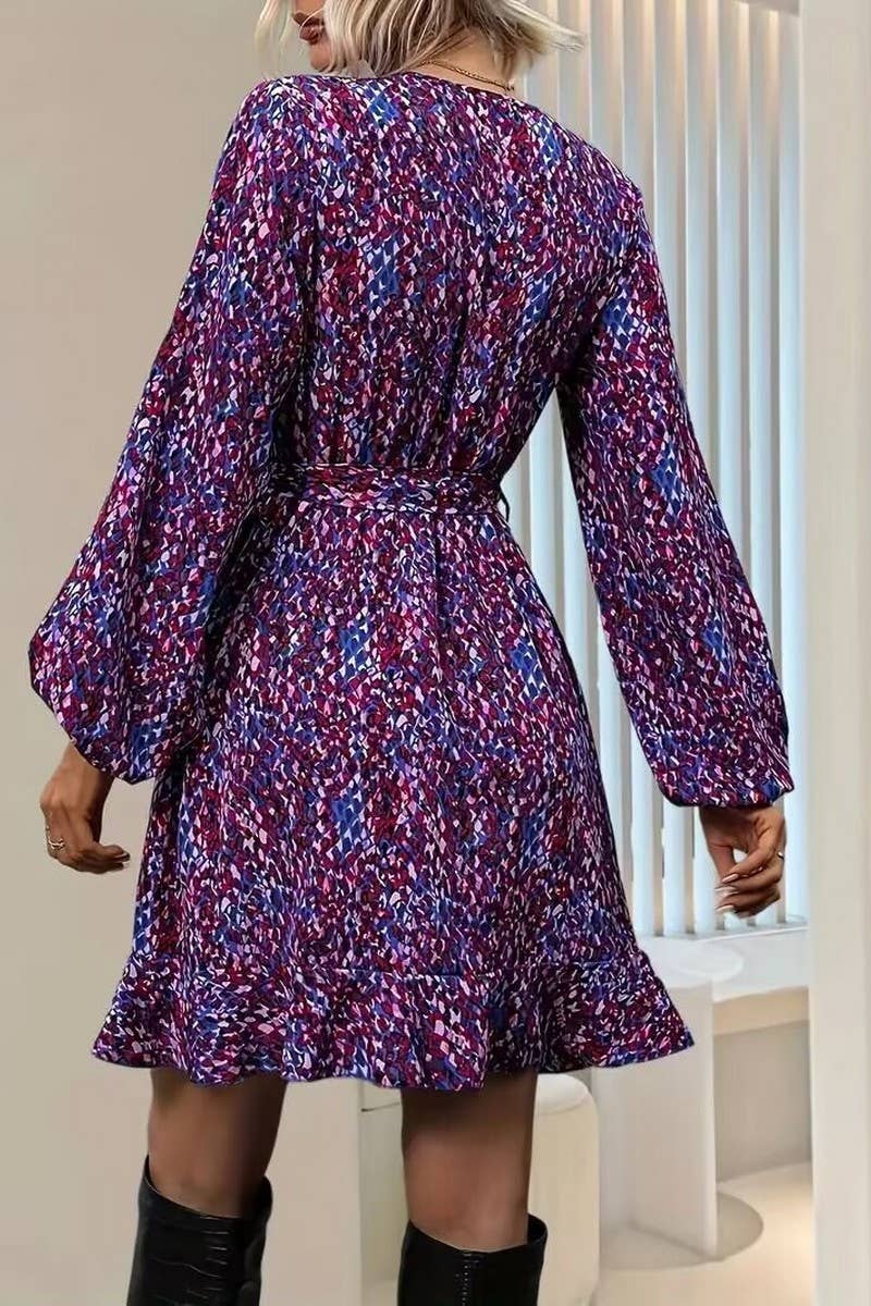 CWDSD8562_LEOPARD PRINT V-NECK HIGH WAIST TIE WRAP DRESS