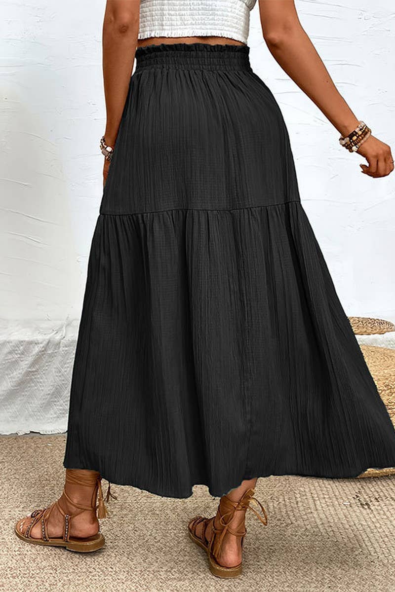 CWBLS0442_SPRING AND SUMMER HIGH-END SLIT RUFFLE SKIRT