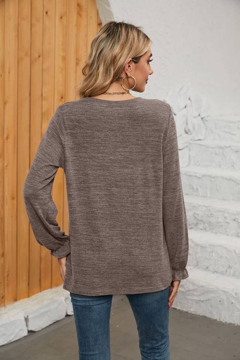 CWTBLL1048_SOLID COLOR LONG SLEEVE ROUND NECK CASUAL TOP