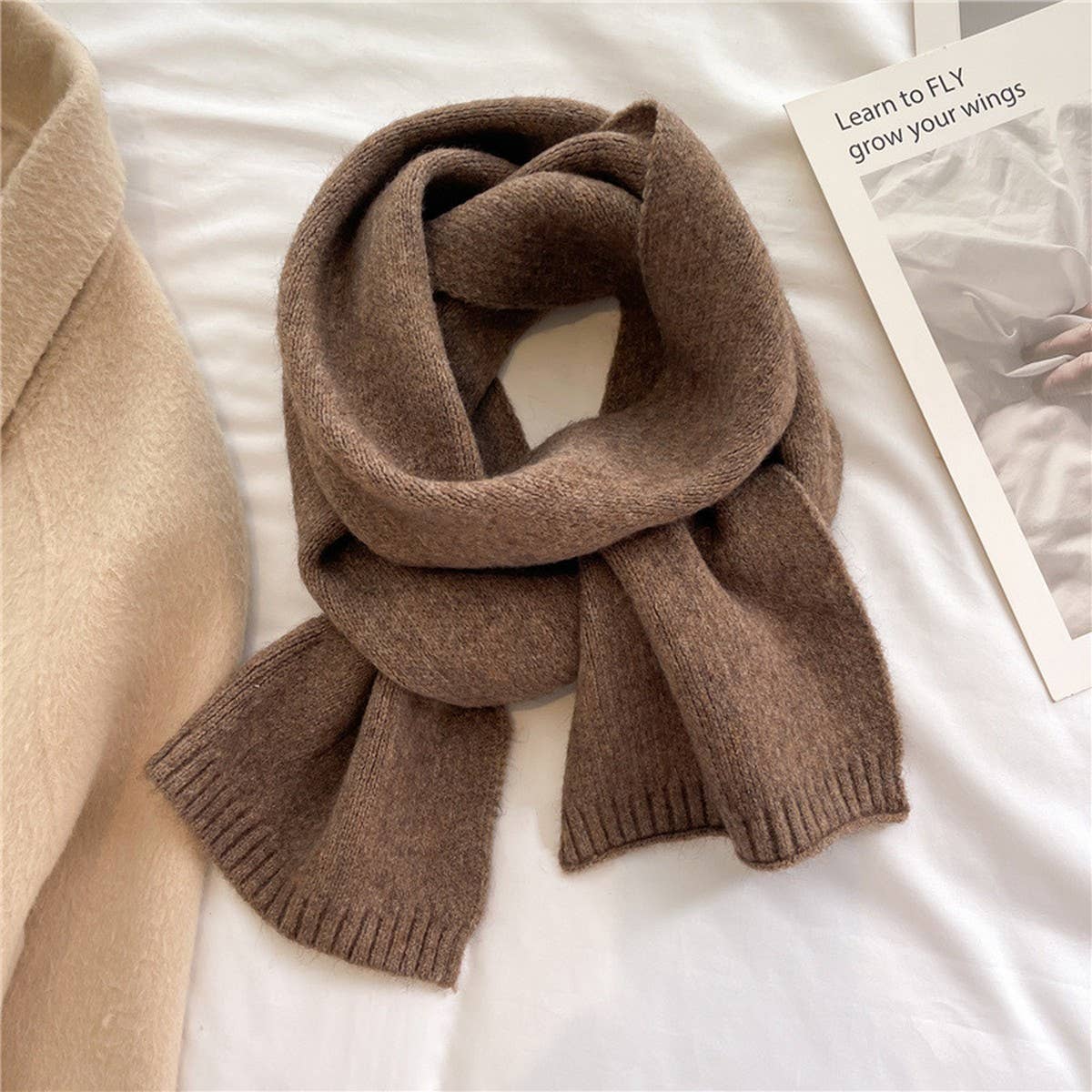 Solid Knit Scarf - Candy Color Wrap for Students_CWASC0975