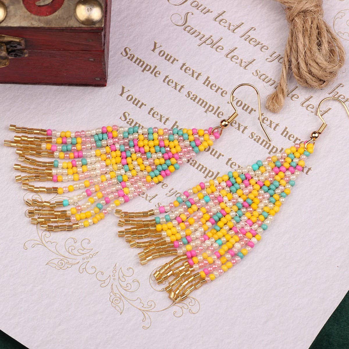 COLORFUL BOHEMIAN EXOTIC RICE BEAD EARRINGS