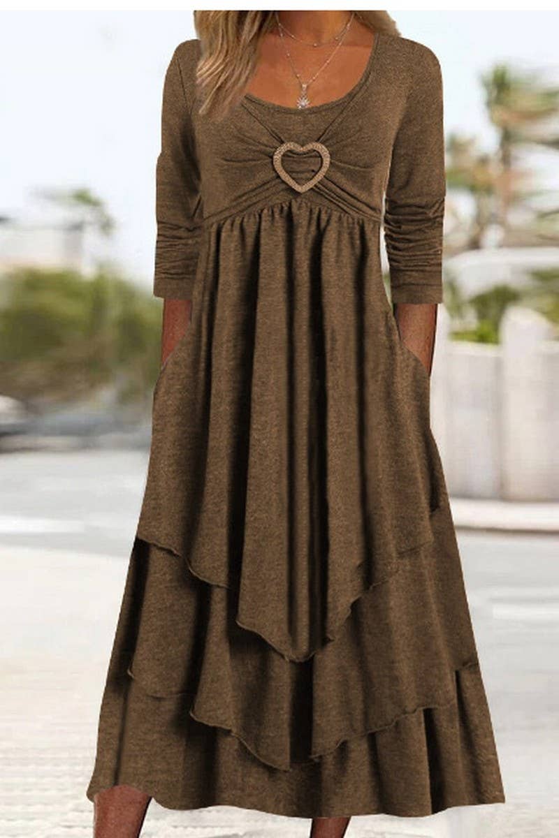 CWDMD4040_WAIST HEART-SHAPED DECORATION CAKE HEM DRESS