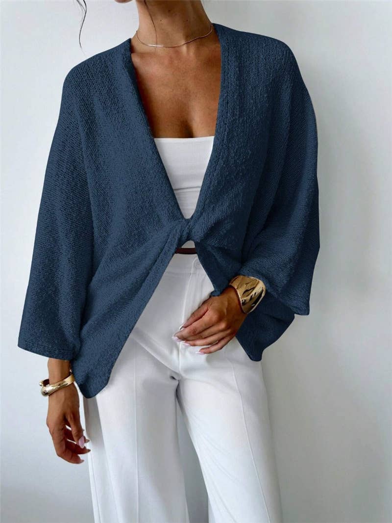 Cross design deep V-neck casual loose sweater