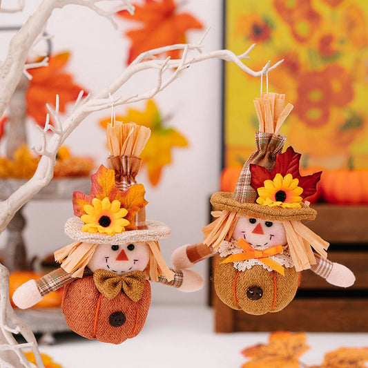 SUNFLOWER MAPLE LEAF SCARECROW DOLL PENDANT