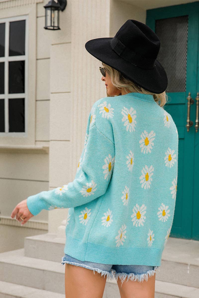 DAISY JACQUARD SINGLE BREASTED SHORT CARDIGAN