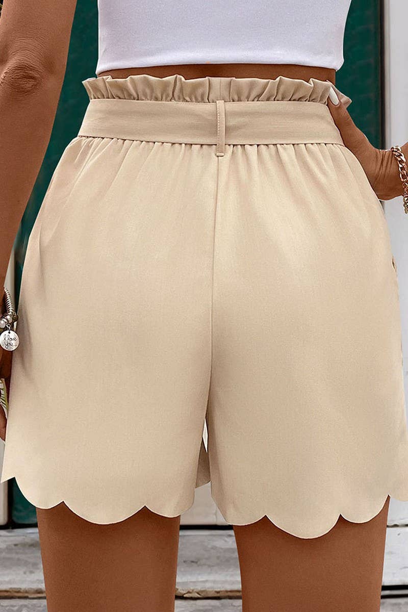 CWBSP0308_SOLID COLOR ELASTIC WAIST SHORTS WITH LACES