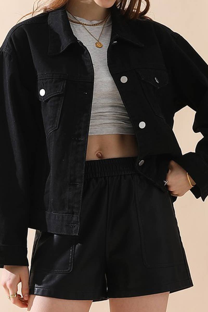 CWJJ065_CASUAL BUTTON DOWN DENIM JACKET