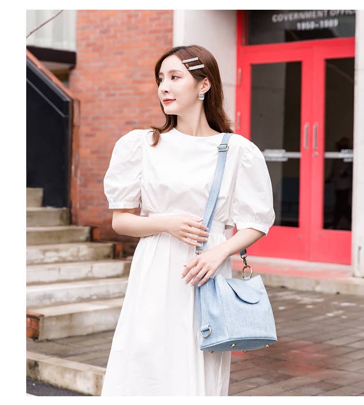 Denim multi-layered crossbody bag