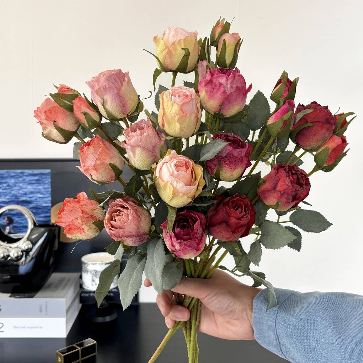 Burnt Edge Lola Rose Artificial Flower Prop_CWMM6569