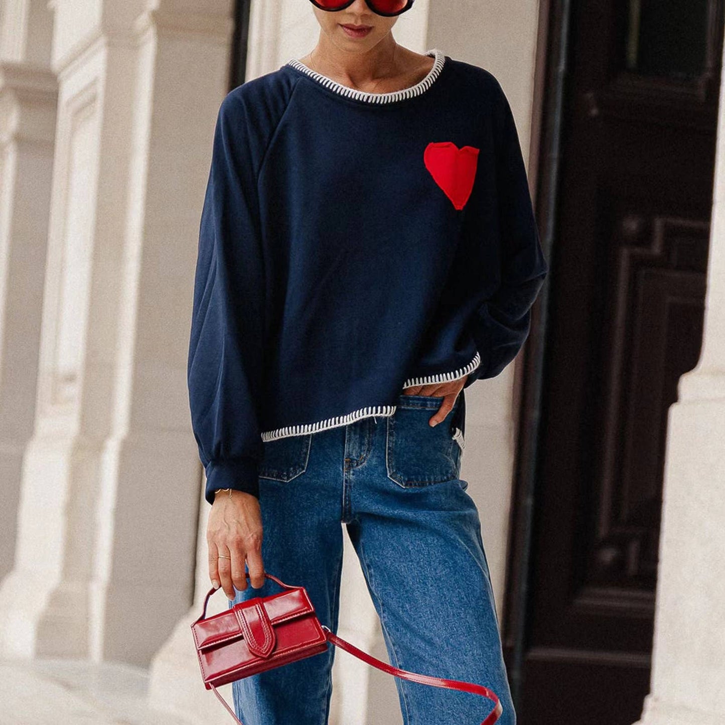 COMFORTABLE LOVE ROUND NECK LONG SLEEVE HOODIE