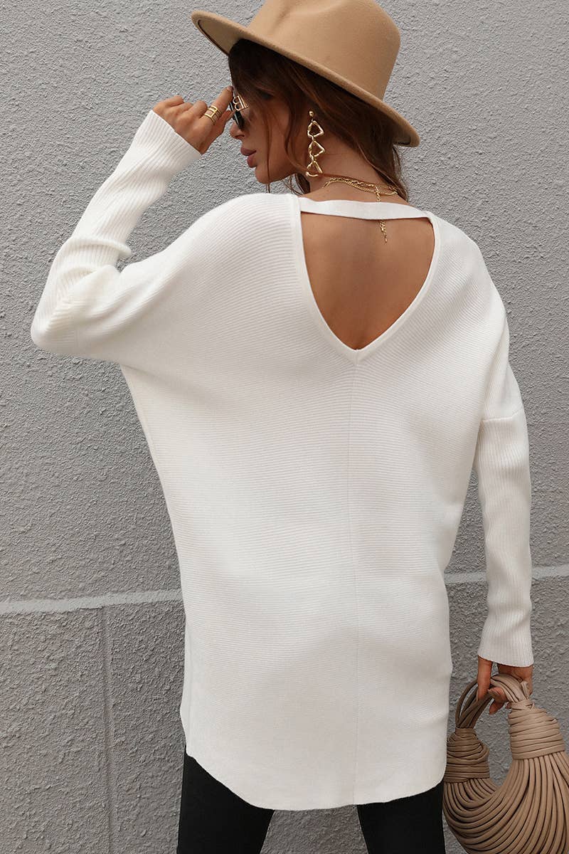 CWOSWL613  Oversized Long Sleeve V-Neck Pullover Sweater