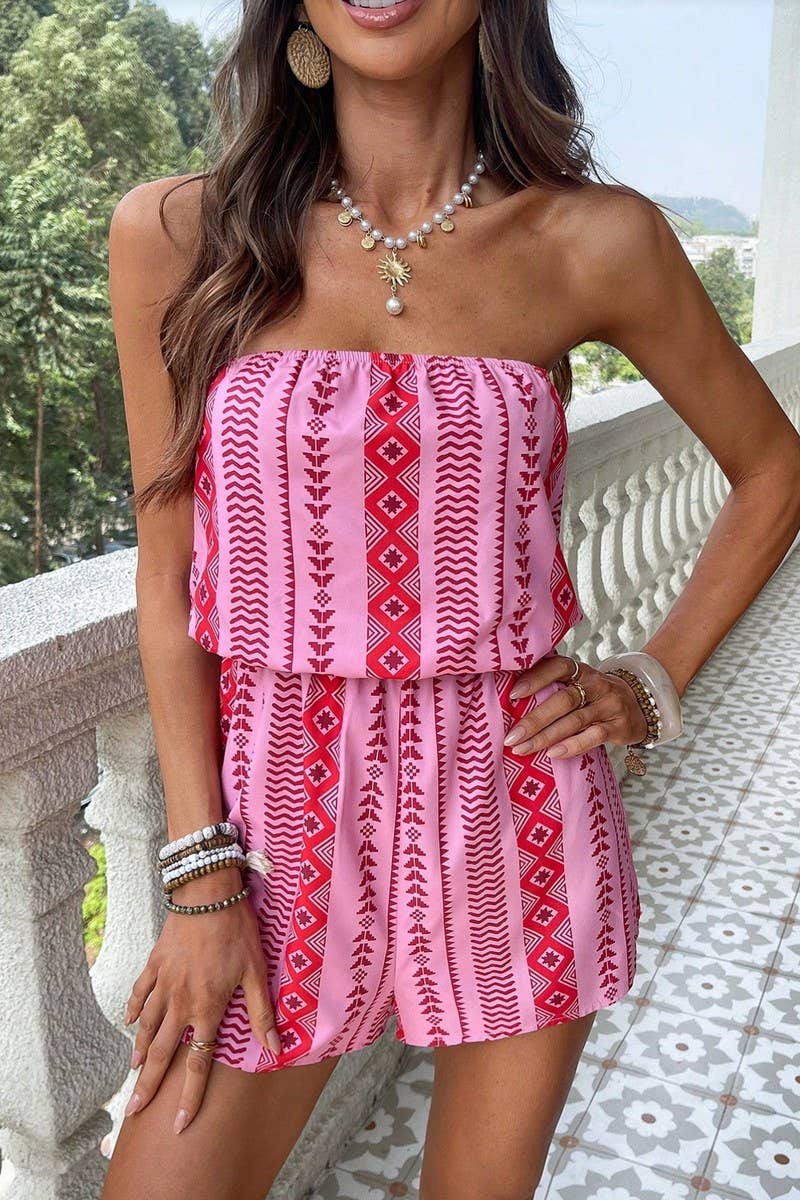 CWSJS00255_VACATION HAWAIIAN PRINT STRAPLESS JUMPSUIT