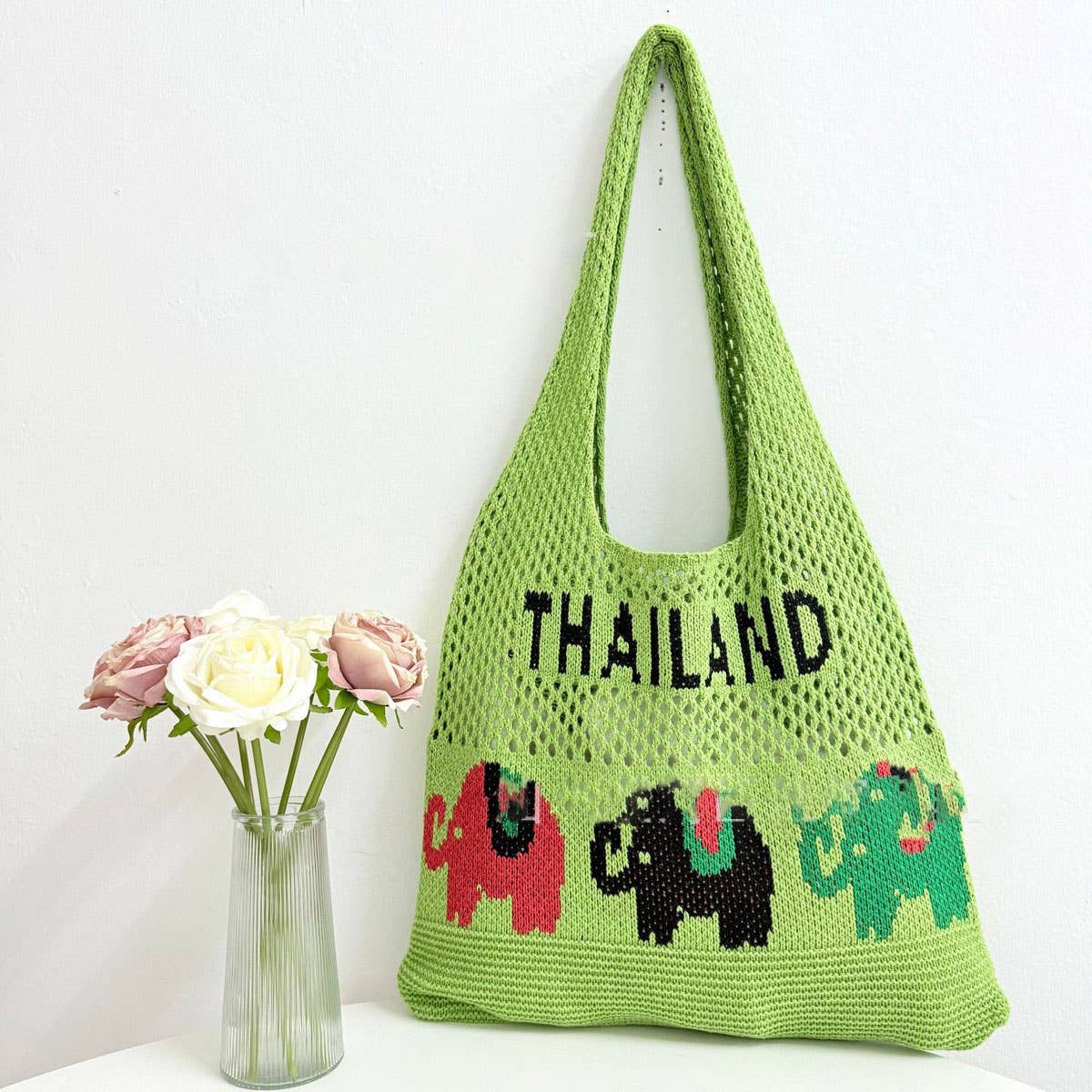 CUAB00632_2025 BOHO ELEPHANT STRAW TOTE BAG BEACH VACATION