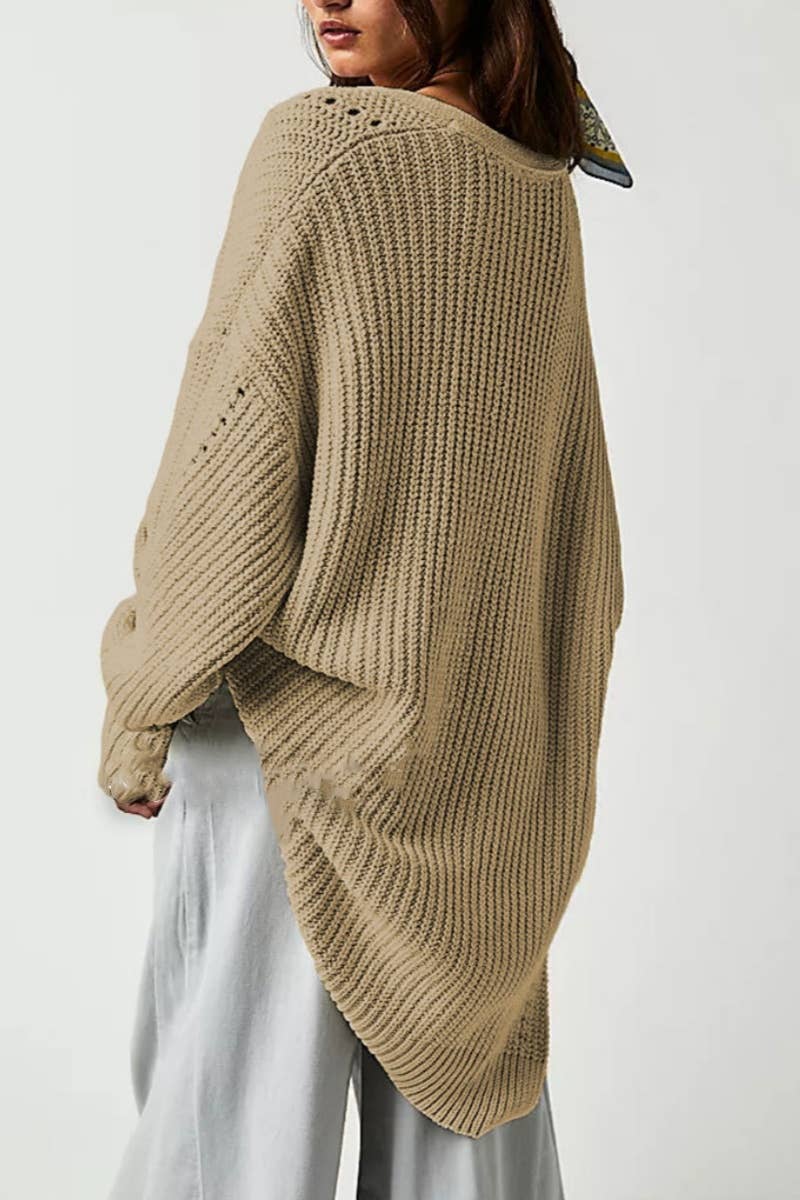 CWOCAL1829_HOLLOWED OUT LONG POCKET CARDIGAN LONG STYLE