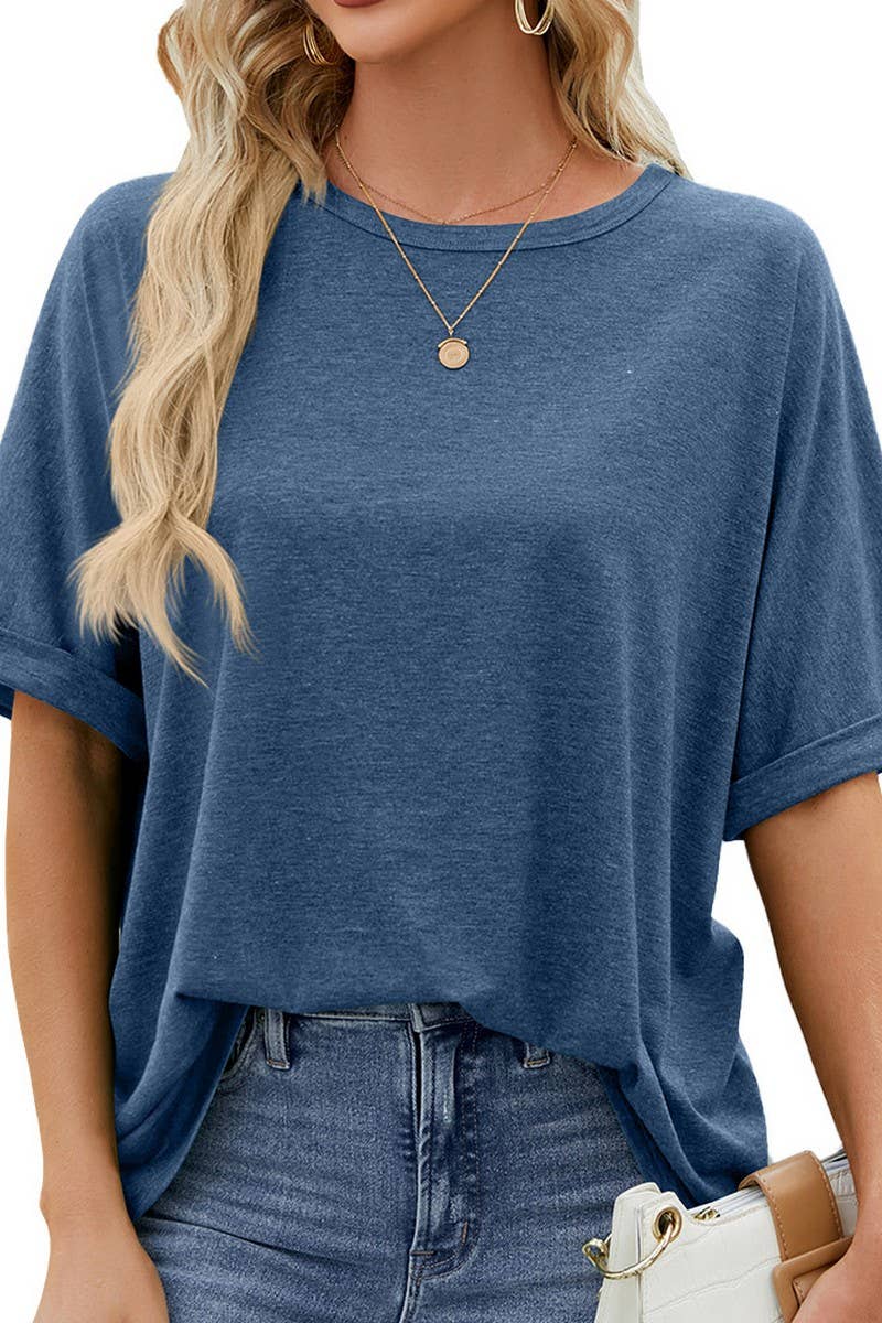 CWTTS1083_ROUND NECK SHORT SLEEVE BAGGY TOP