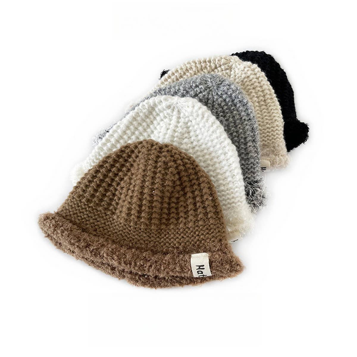 2-6 YEARS OLD PLUSH BRIM BUCKET HAT KNITTED HAT_CWAH2044