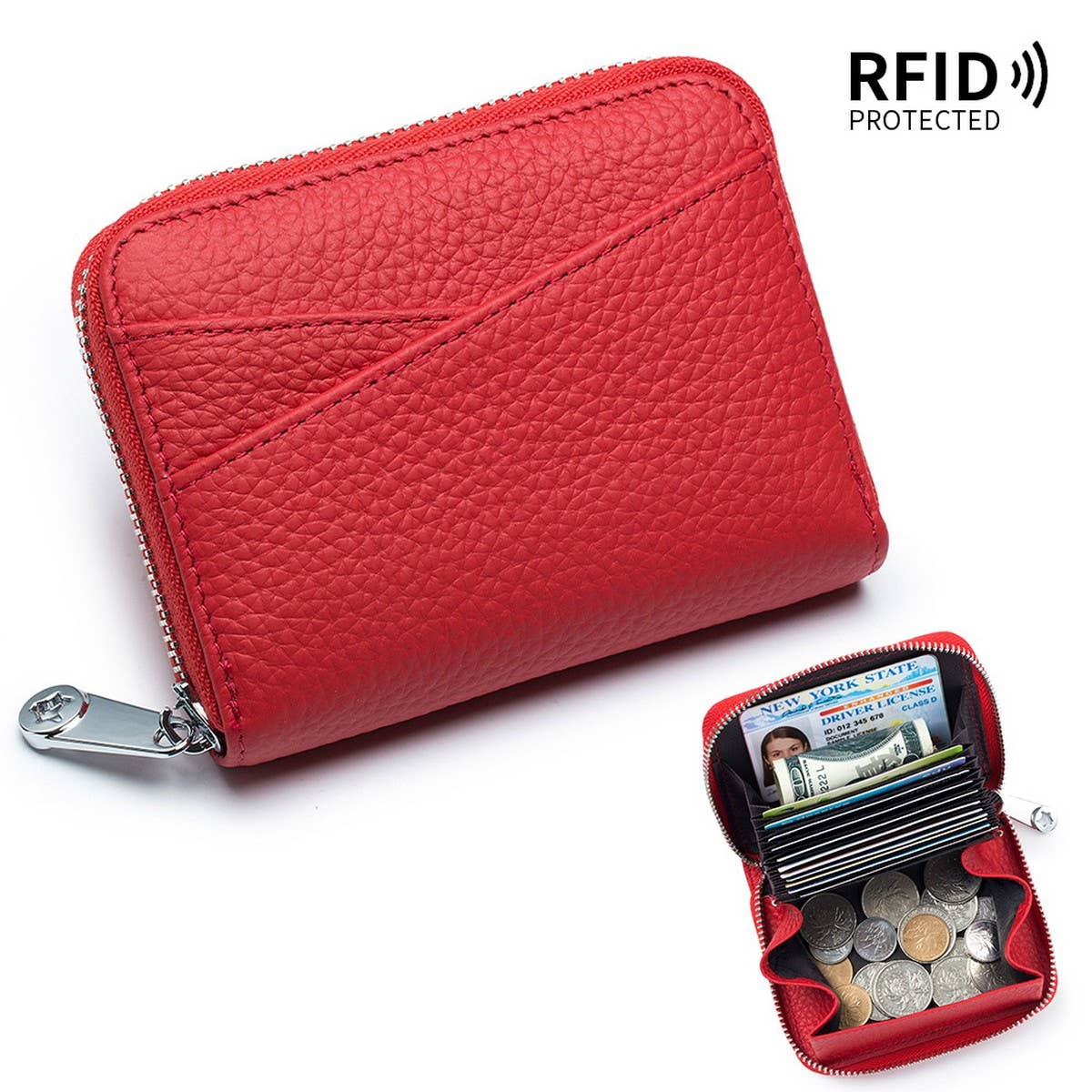 COIN PURSE ZIPPER GENUINE LEATHER CARD HOLDER_CWAB3829