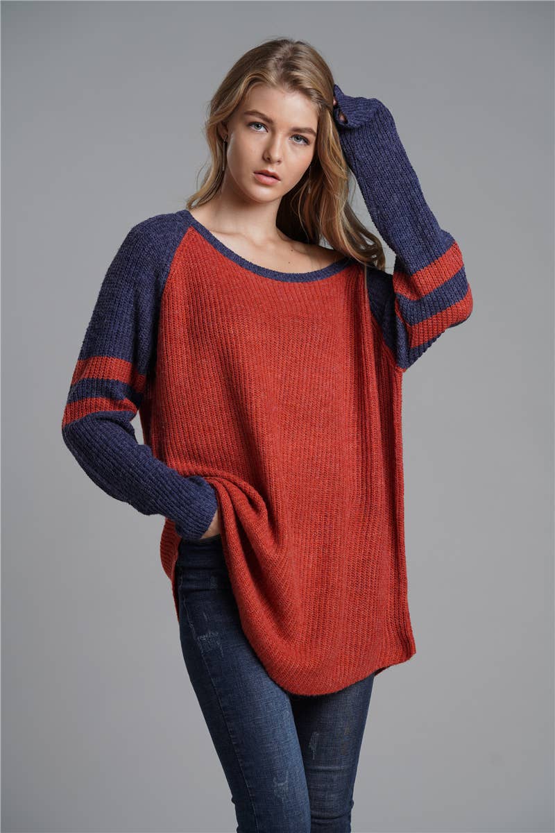 ALL-IN-ONE LONG LOOSE SOLID PULLOVER SWEATER