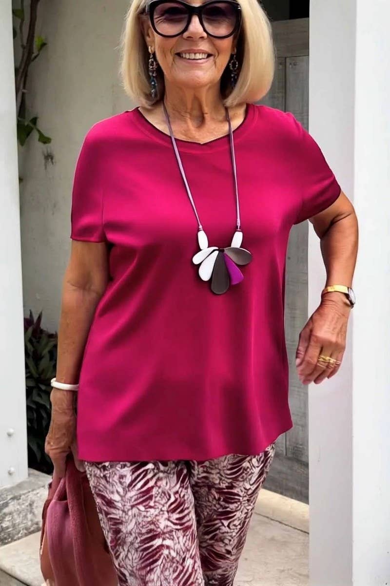 CWSTB00385_SOLID TOP AND PATTERNED TROUSERS SET