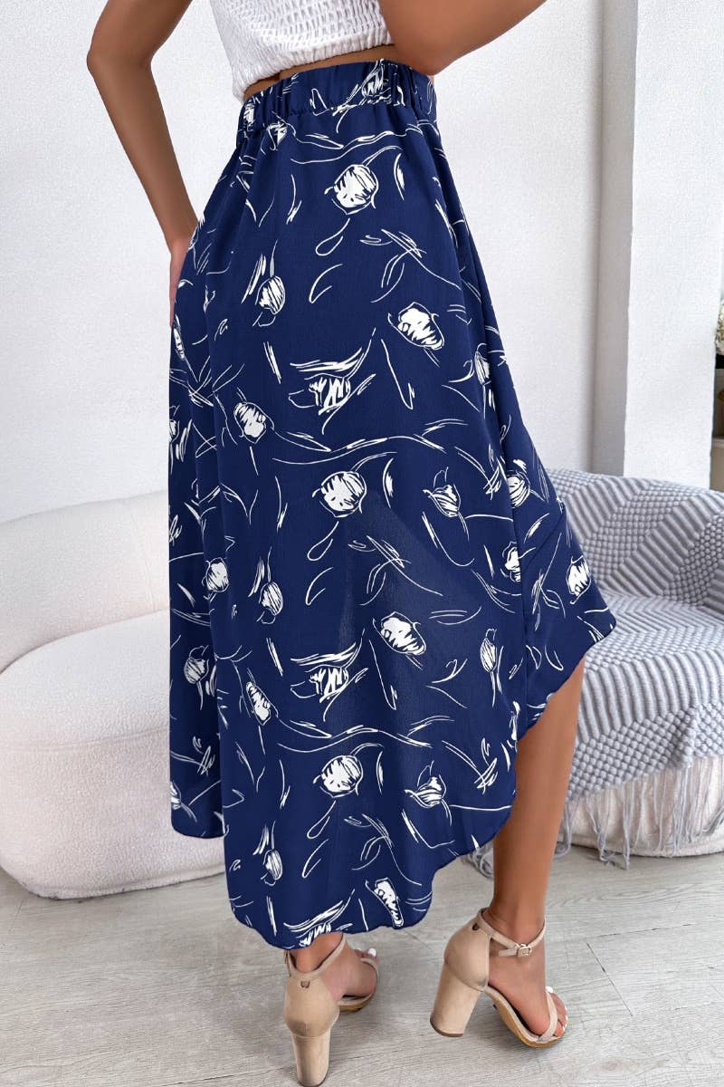 CWBMS0161_CASUAL FLORAL FLOUNCES MID-LENGTH SKIRT