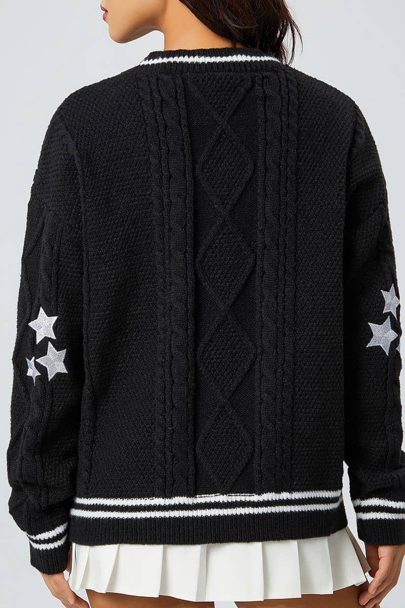 CWOCAL1794_SINGLE BREASTED KNIT EMBROIDERED CARDIGAN