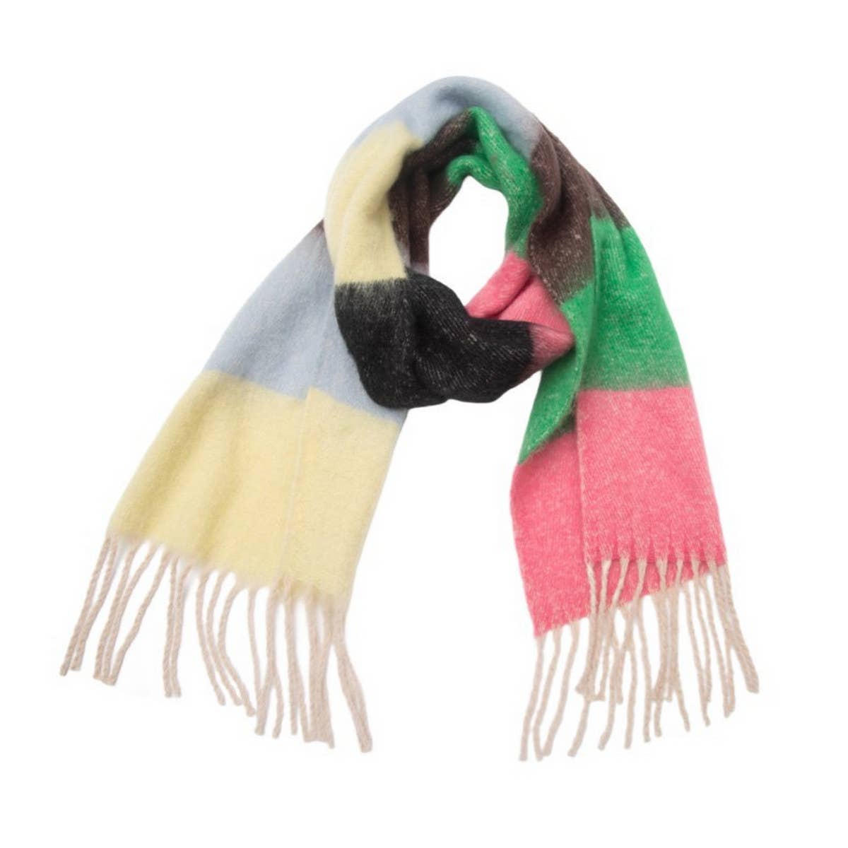 Chunky Fringe Stripe Scarf ?  Winter Yarn Wrap