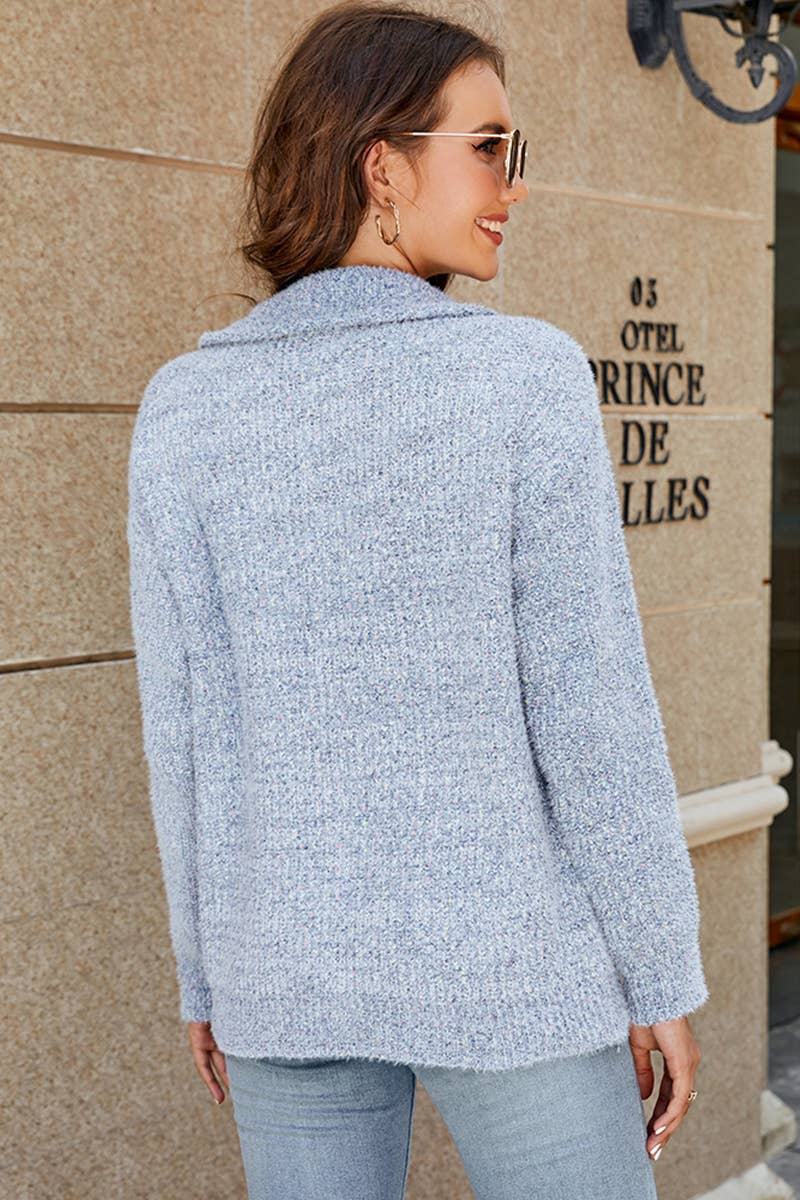 CWOJA497  Casual Zip-Up Long Sleeve Cardigan Sweater