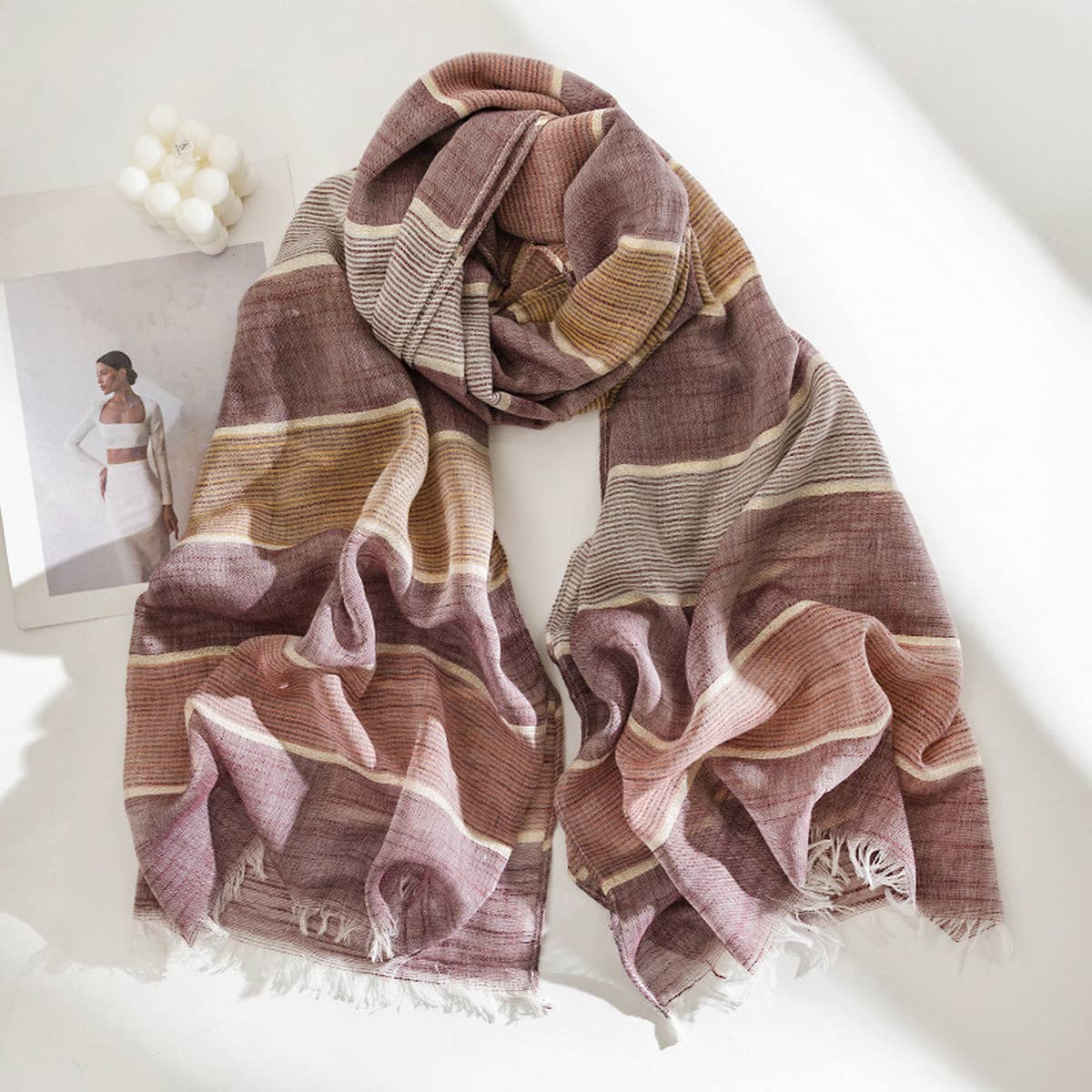 FASHIONABLE SIMPLE PLAID STRIPED SCARF