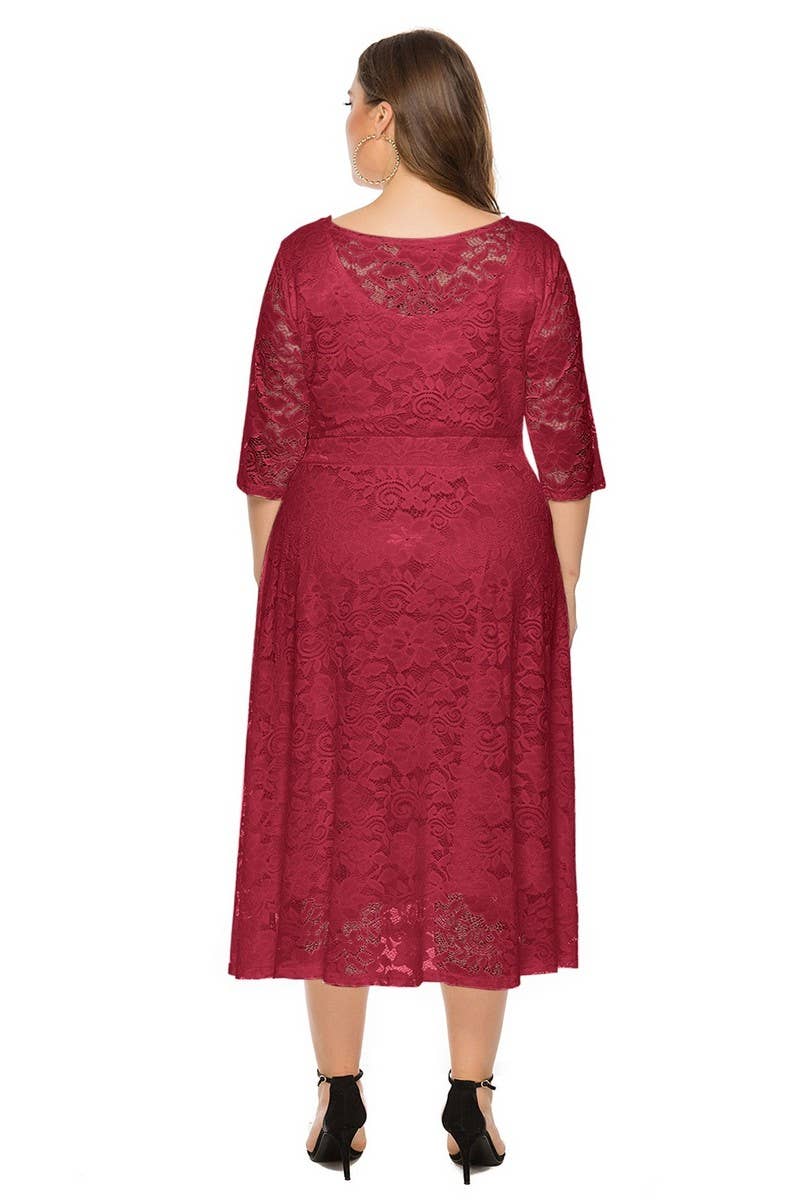 CWDMD3207_PLUS SIZE LACE POCKET EVENING GOWN DRESS