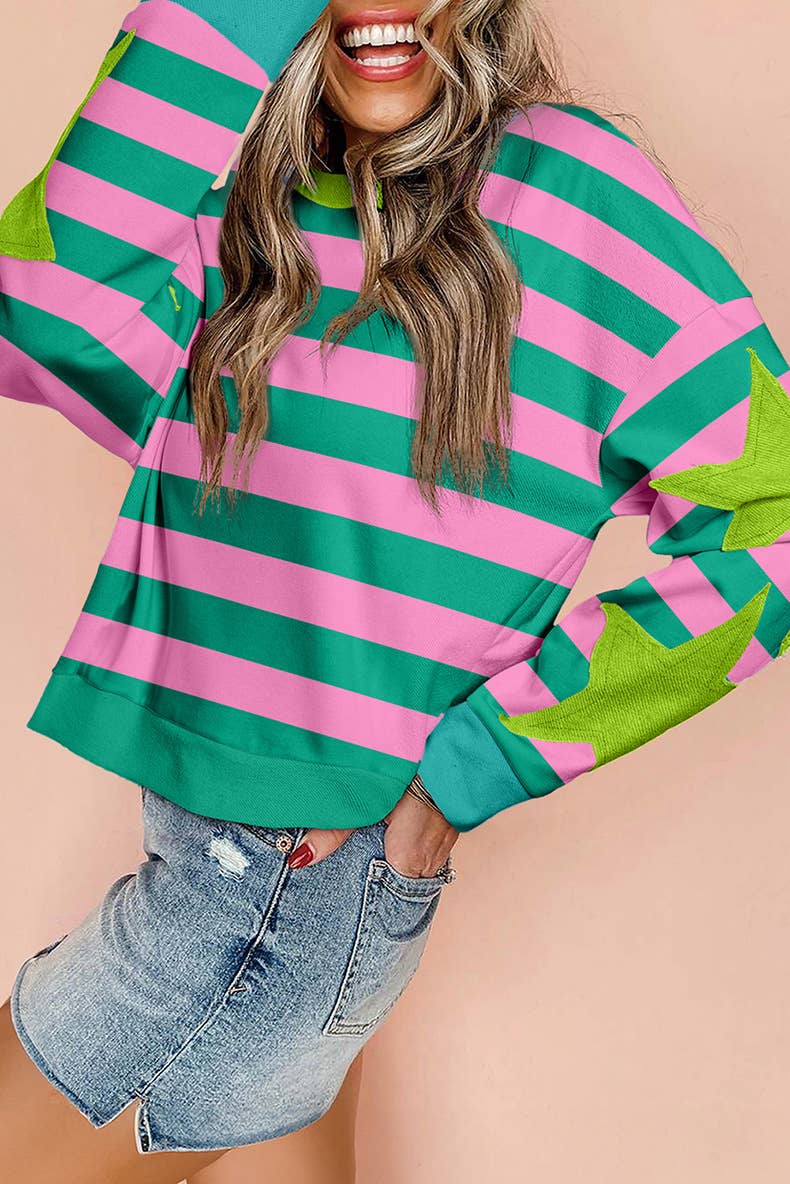 CONTRASTING COLORS STRIPED PATCHWORK HOODIE