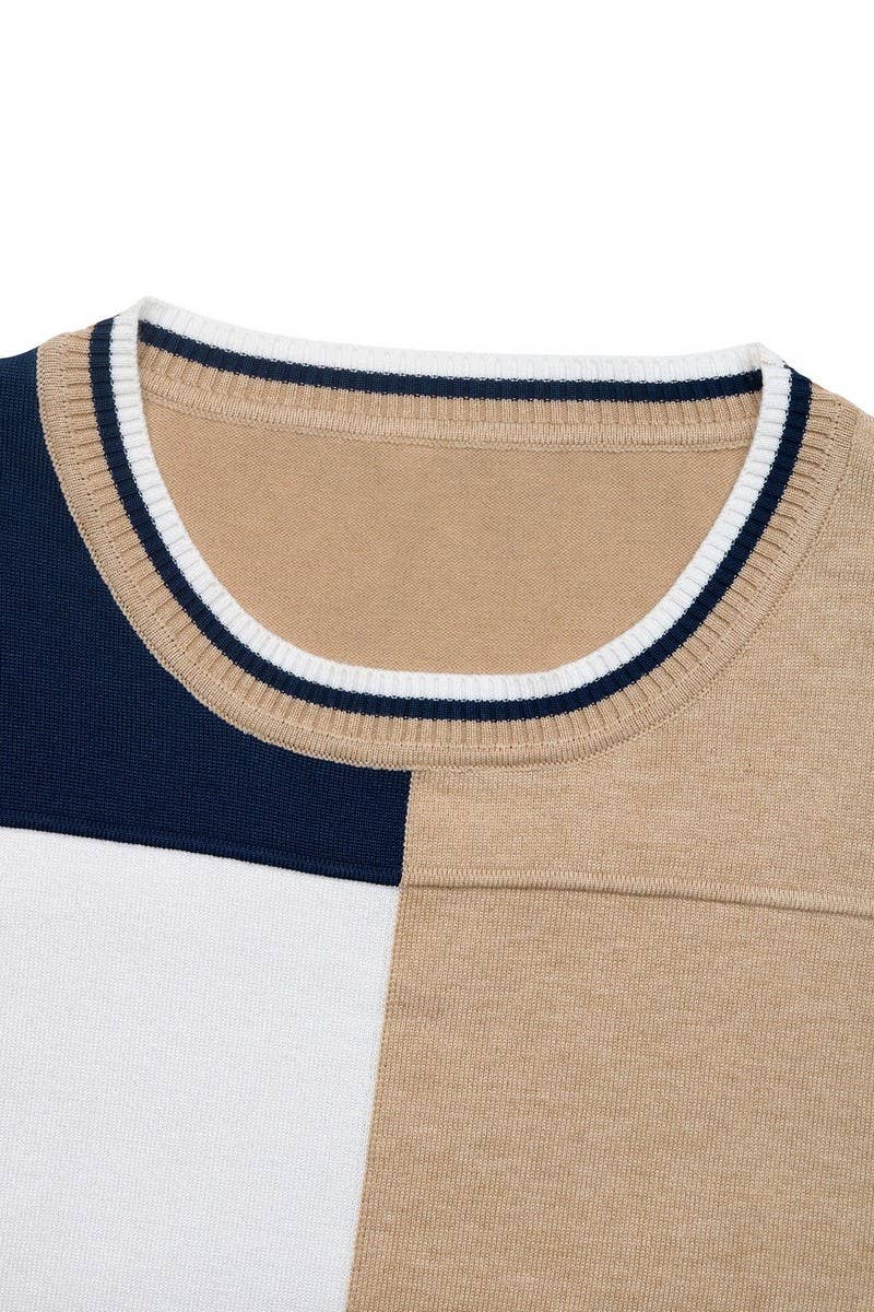 CWOSWL6910_COLORBLOCK CREW NECK KNIT SWEATER