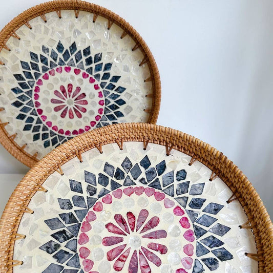 RATTAN SHELL BASKET STORAGE BASKET TRAY_CWMM4543