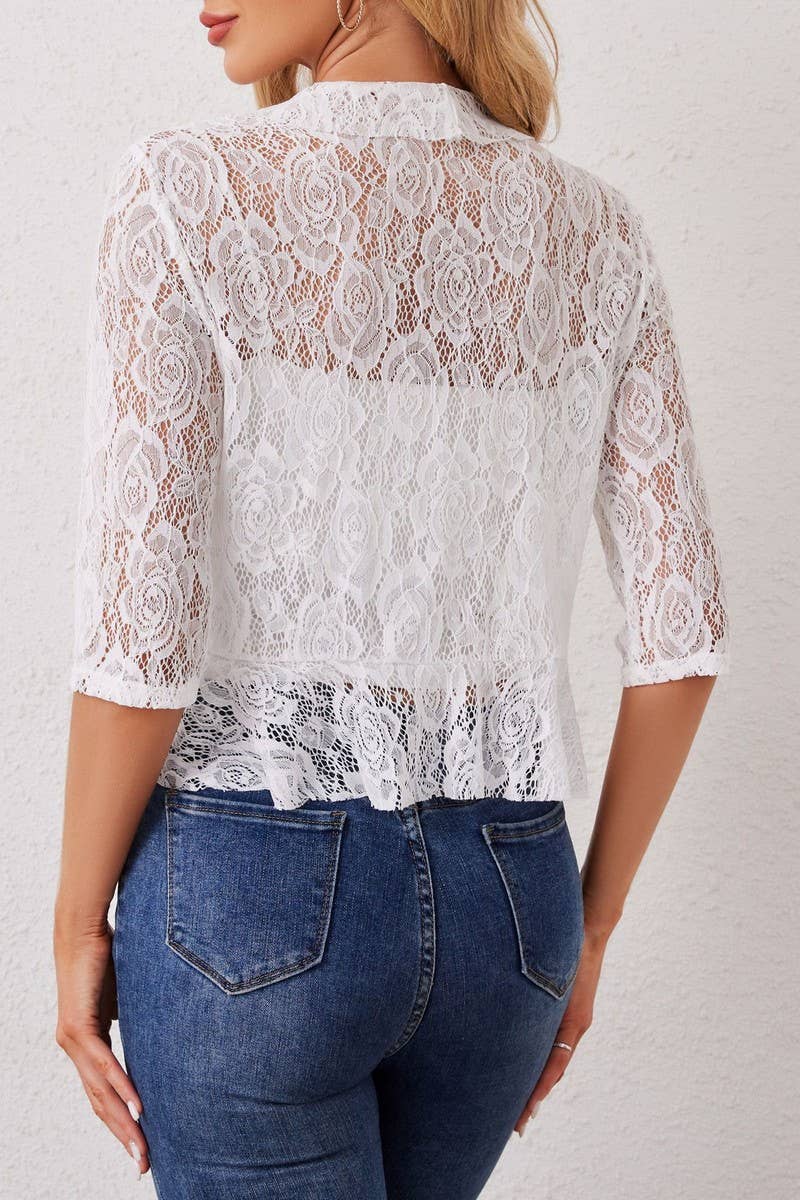 CWTBLL3538_RUFFLED OPEN PLACKET CROPPED LACE TOP