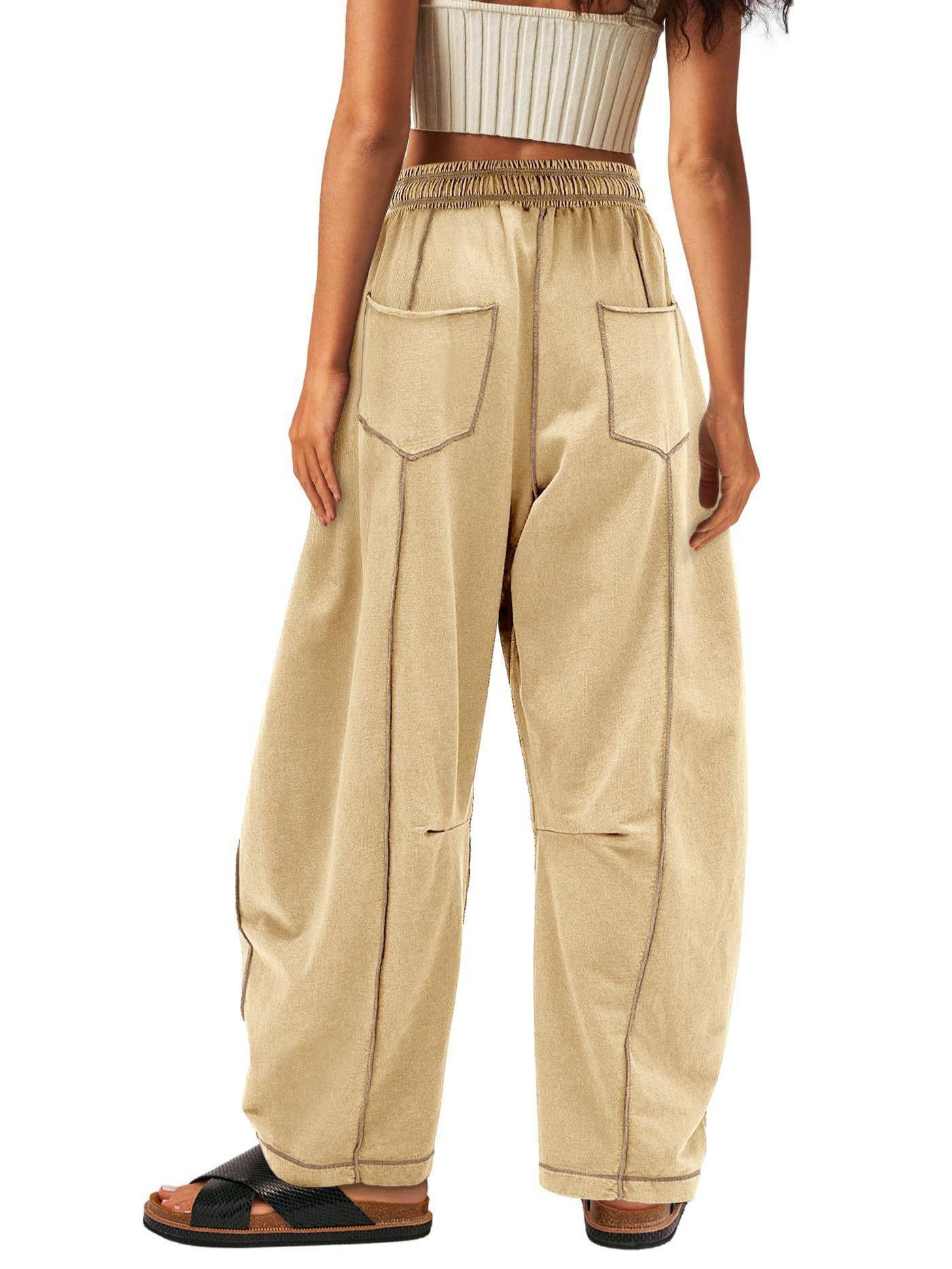 Casual stretched-waist drawstring sweatpants