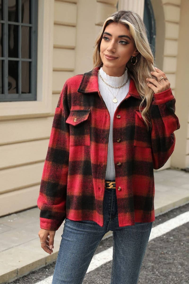 CWTSTL1708_AUTUMN LOOSE LONG-SLEEVED WOOLEN SHIRT JACKET