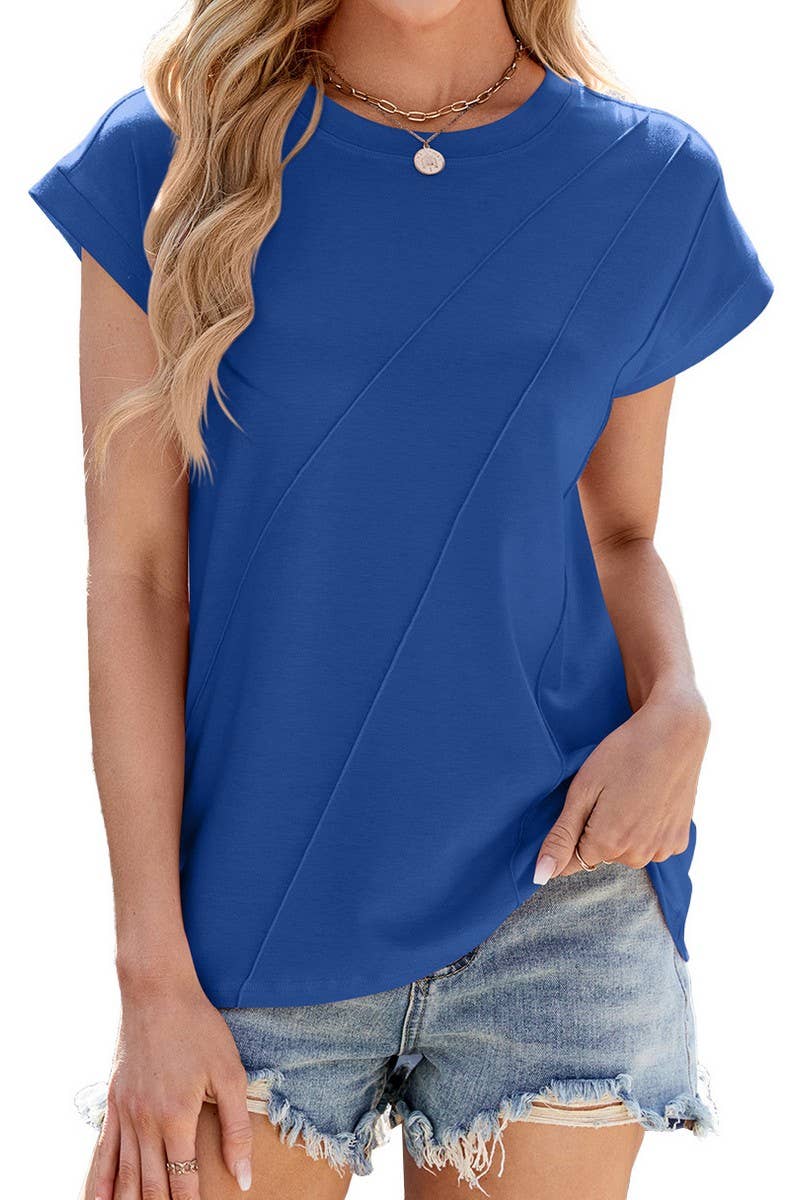 CWTTS1332_SUMMER ROUND NECK LOOSE SHORT SLEEVE T-SHIRT