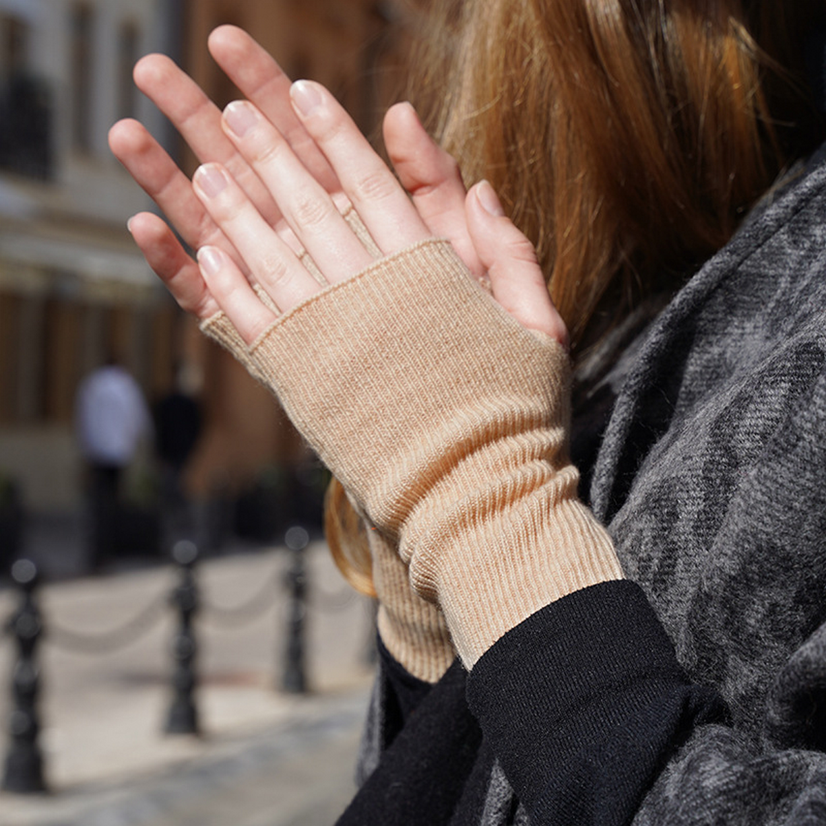 Cashmere Knit Gloves ??Half Finger for Students_CWAG0528
