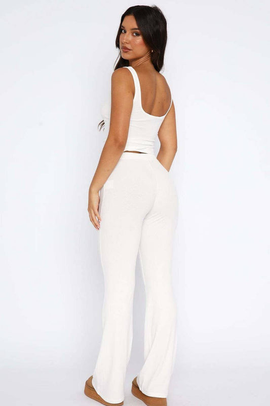 CWSTB2042_SLEEVELESS BUTTON-UP TOP & EXTENDED PANTS SET