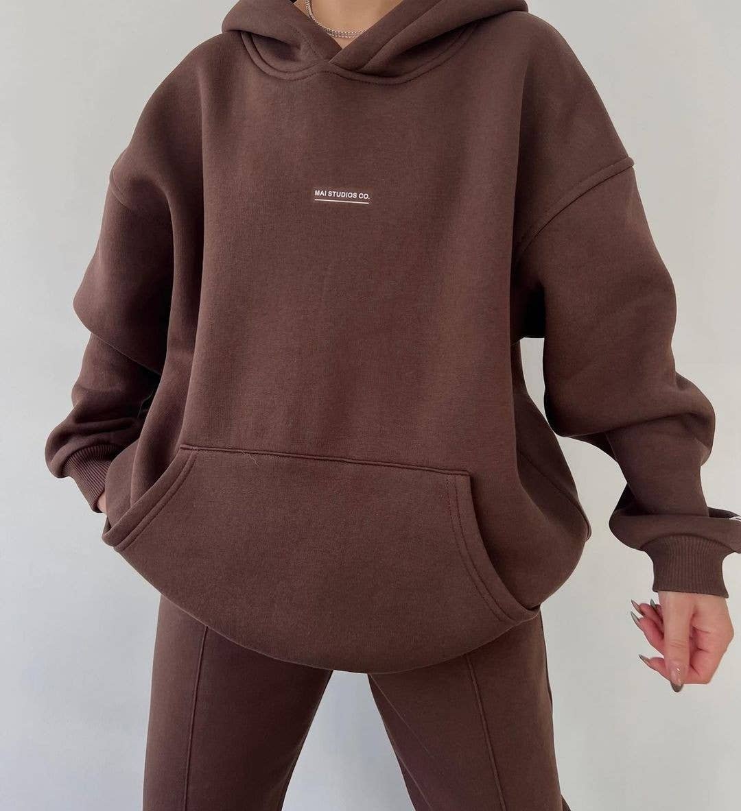 FLEECE FASHION THICK PANTS SPORT TWO-PIECE SET