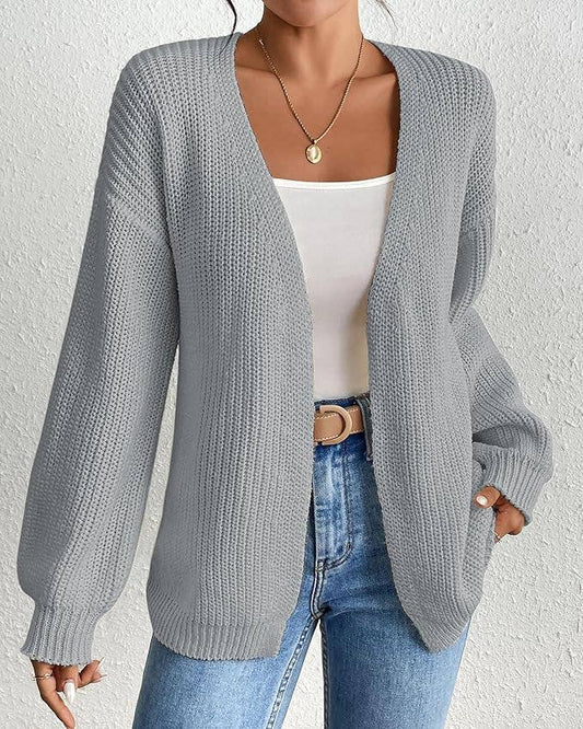 CASUAL COARSE CARDIGAN SOLID COLOR LOOSE COAT