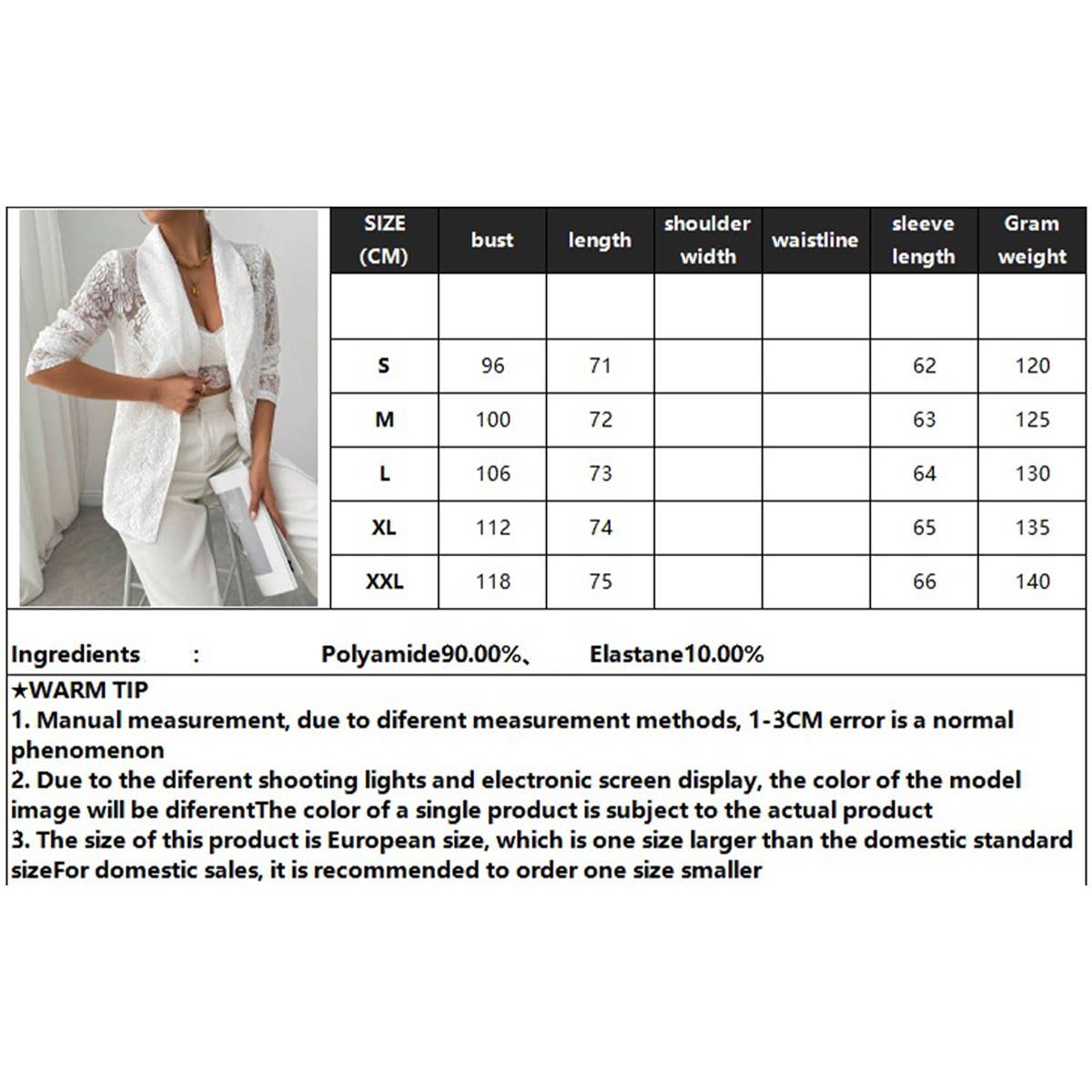 Fashionable lace embroidered casual suit jacket