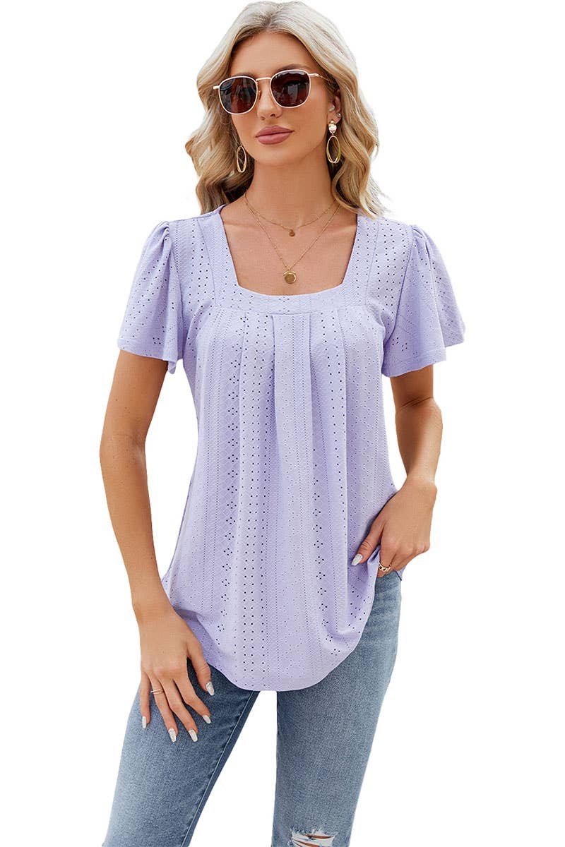 CWTBLS0294_Sweetheart Neck Shirt Sleeve Top
