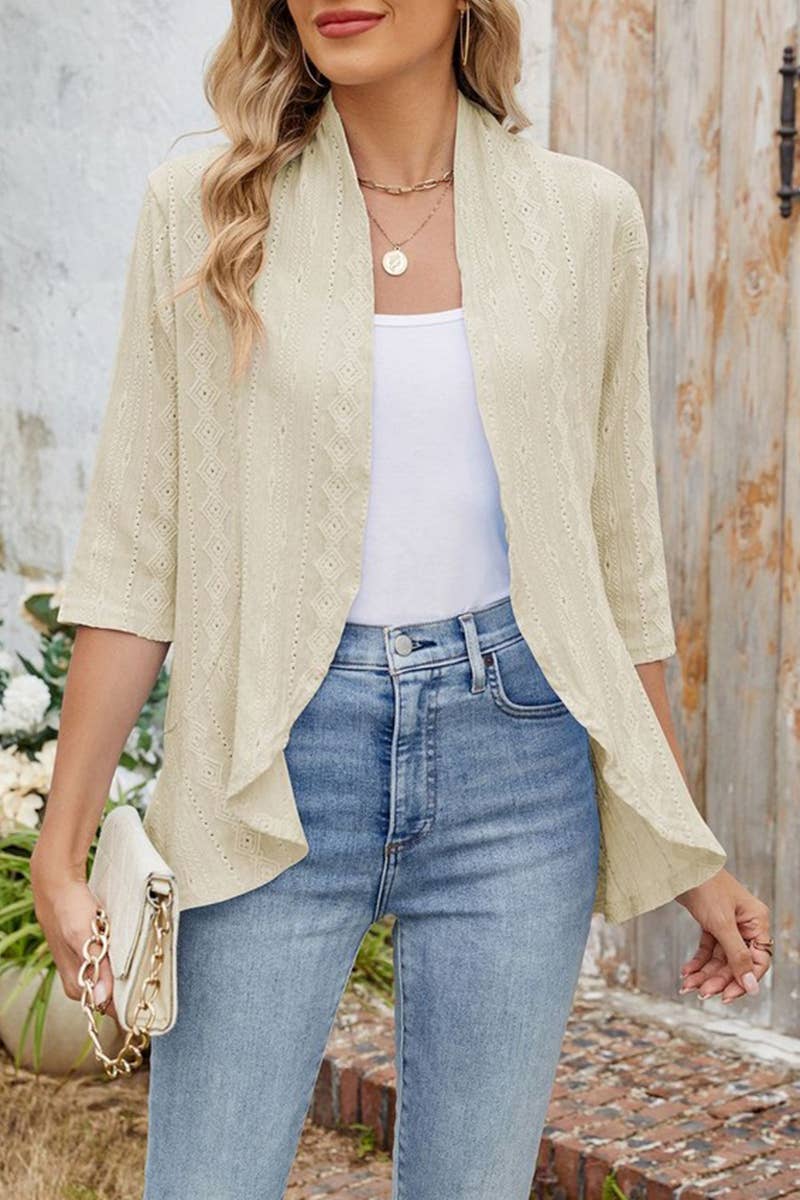 CWOCAS0060_SUMMER LOOSE MID SLEEVE BUTTON SHIRT DRESS