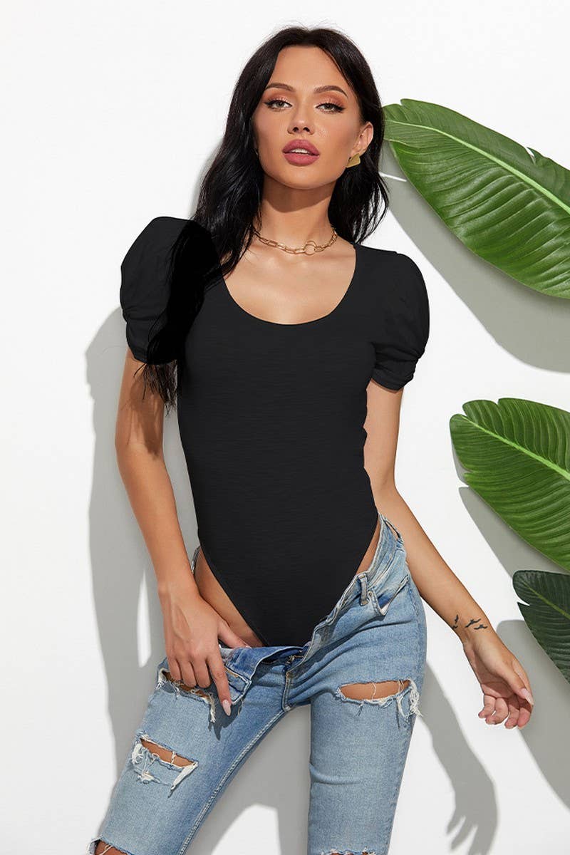 CWSBSS0035_SOLID COLOR U-NECK SHORT-SLEEVED BODYSUIT