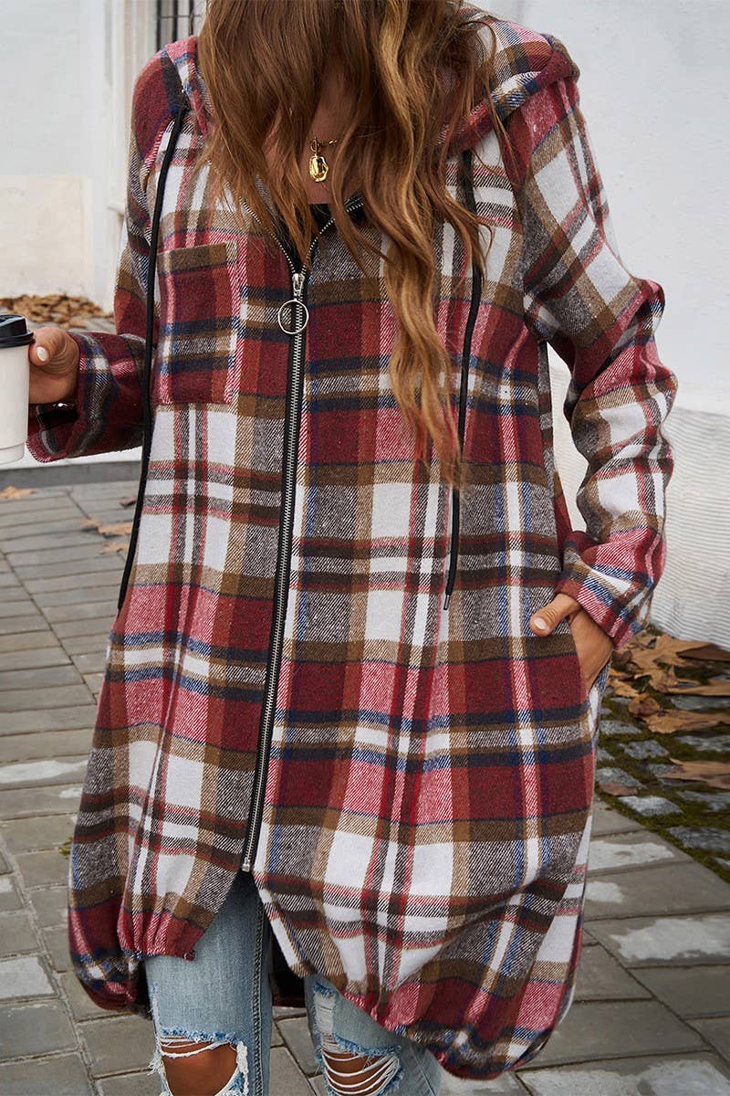 CWOCO0257_CASUAL LOOSE CONTRAST ZIP HOODED JACKET