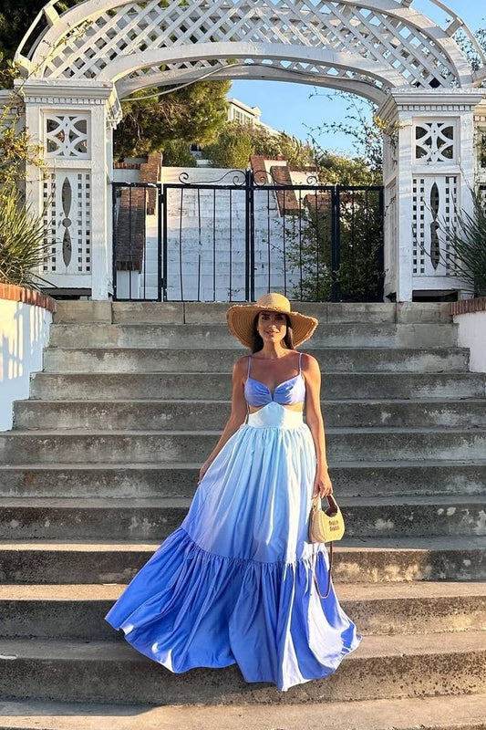 CWDMD4149_GRADIENT COLOR SUSPENDER LONG DRESS