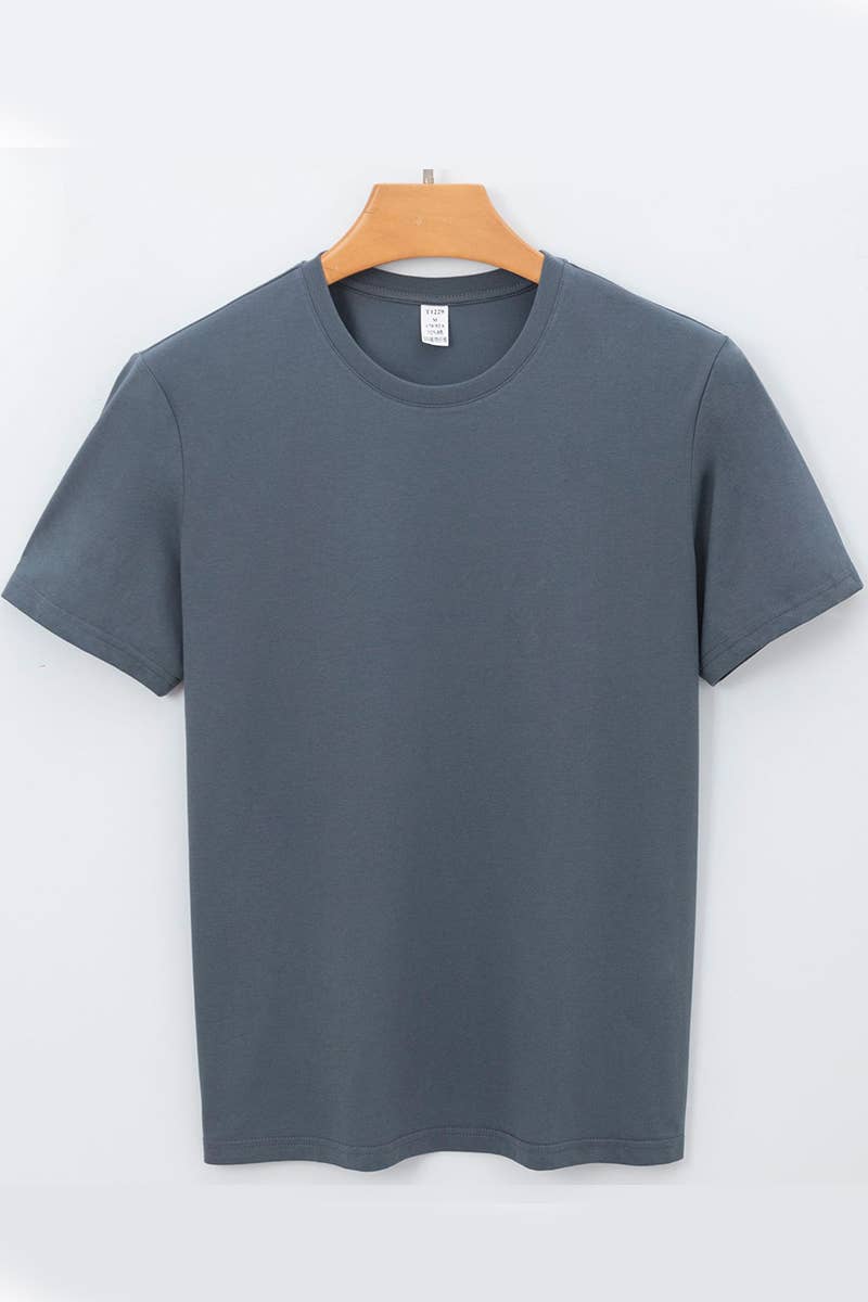 CWTTS1314_MEN'S CASUAL SOLID COLOR ROUND NECK T-SHIRT