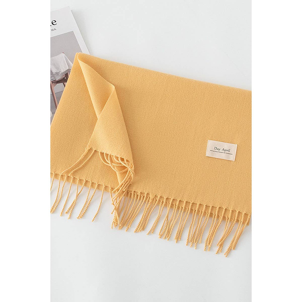 CWASC1482_SOLID COLOR MEDIUM-LENGTH WARM SCARF SHAWL NECK