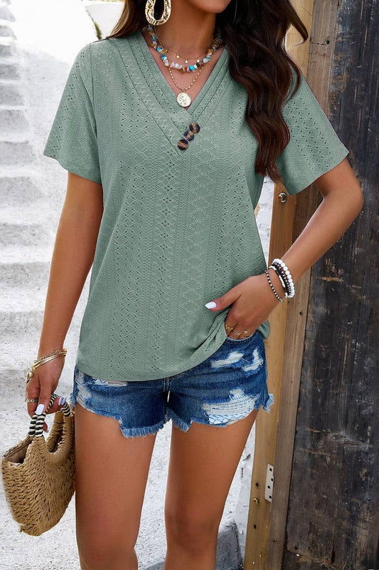 CWTSTS0127_V-Neck Short Sleeve Top