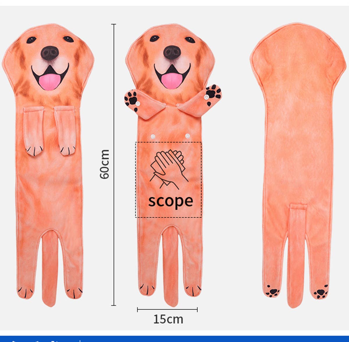 CWMM8329_HANGABLE THICK DOG PRINT KITCHEN HAND TOWEL